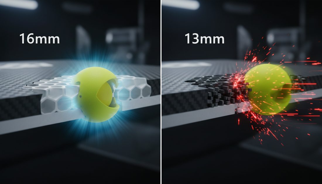 16mm vs 13mm Pickleball Paddles: The Physics of Core Thickness Explained