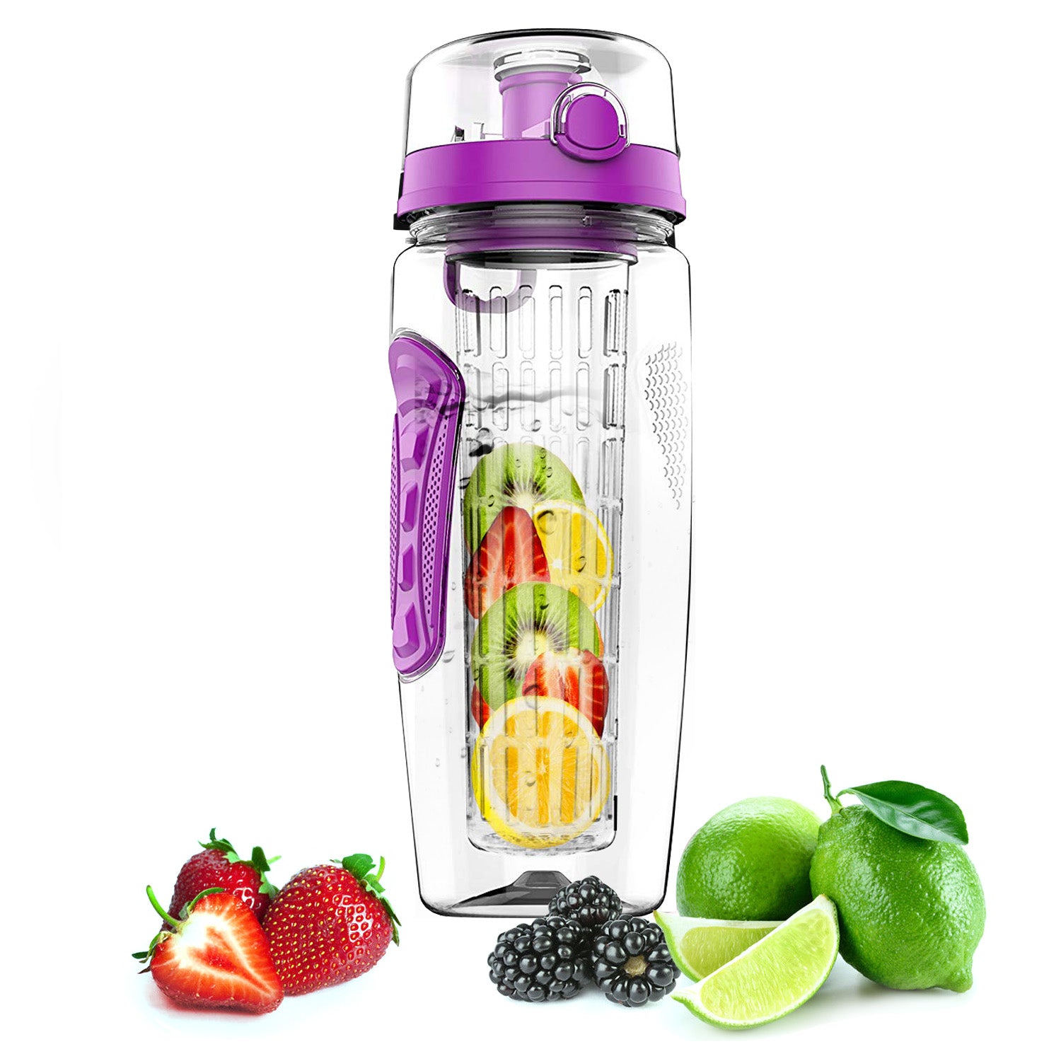 3 Color Options - 1Pc Fruit Infuser Water Bottle For Sport And Outdoor 32OZ Juice Shaker Sport With Flip Top Lid Anti-Slip Grips For Office Home Sport Running Walking Hiking - Image 4