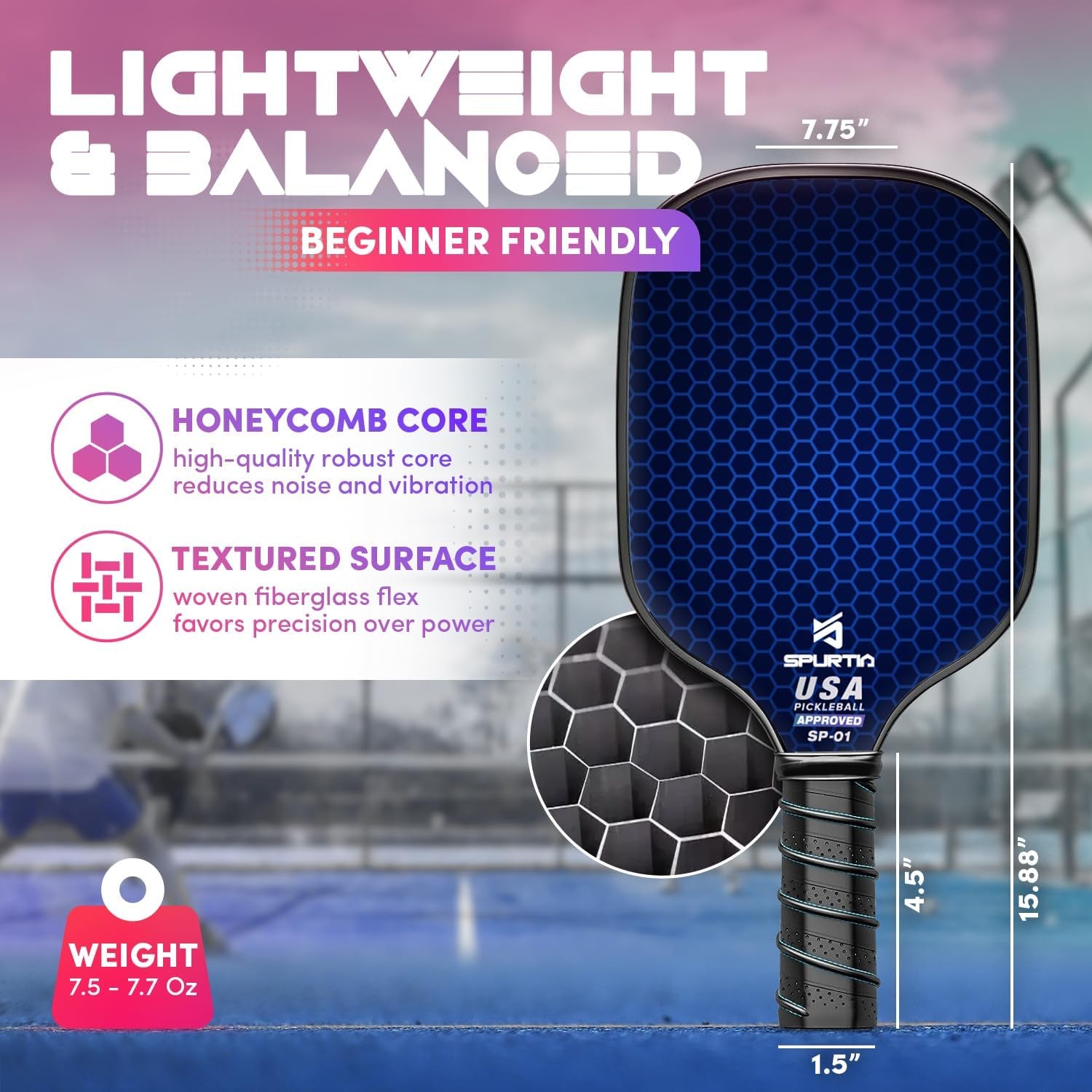 USAPA Approved Pickleball Paddle Set | Fiberglass Surface, with Balls, Grip Tapes & Carry Bag | Quiet, Lightweight Rackets for Men, Women & Beginners