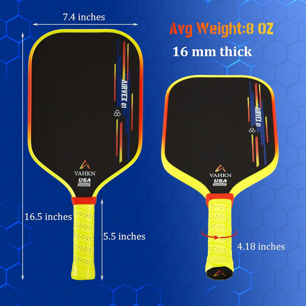 Pickleball Paddles |16MM Carbon Fiber Pickleball Paddle | High-Spin Textured Surface & Vibrant Gradient Edge | USAPA Approved Racket for Ultimate Power,Control & Precision