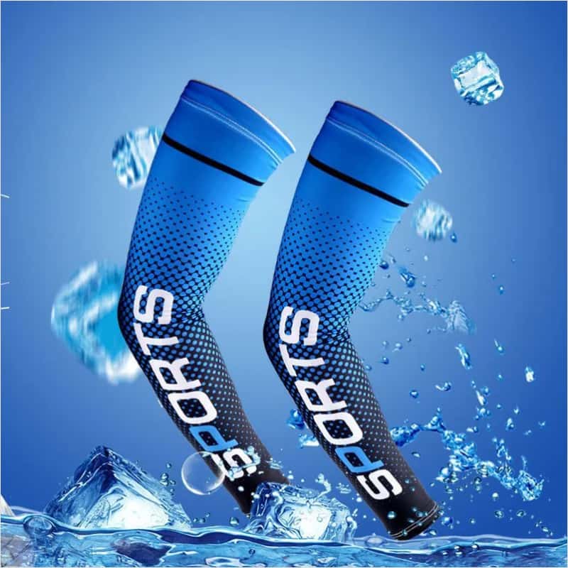 UV Resistant Ice Silk Cooling Set - 1 Pair Arm Sleeves 1 Face Mask Scarf,  Sun Protection For Running, Cycling, Outdoor Sports - Image 2