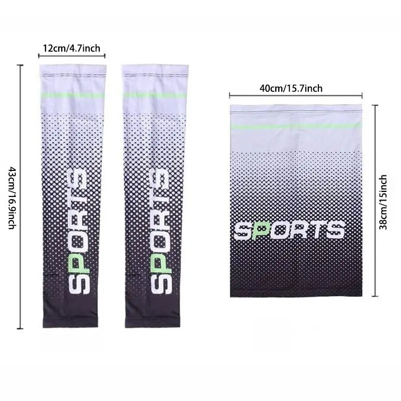 UV Resistant Ice Silk Cooling Set - 1 Pair Arm Sleeves 1 Face Mask Scarf,  Sun Protection For Running, Cycling, Outdoor Sports - Image 3