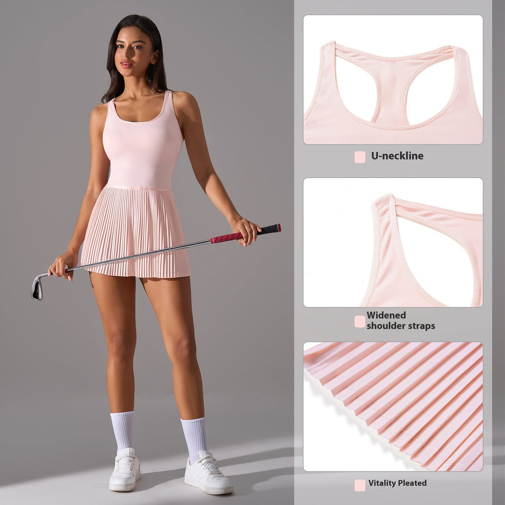 Court Queen Tennis Dress with Built-in Bra & Shorts