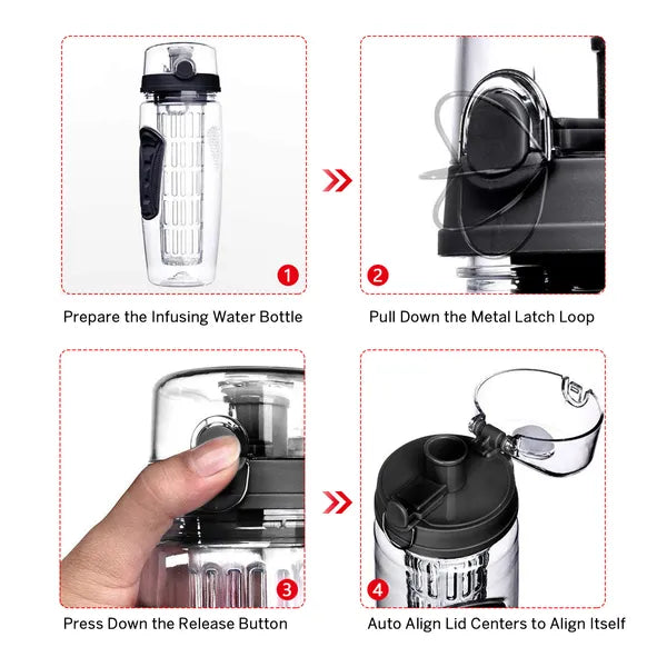 Fruit Infuser Water Bottle 32OZ Juice Shaker Sport W& Flip Top Lid Anti-Slip Grips For Office Home Sport Running Walking Hiking - Image 4