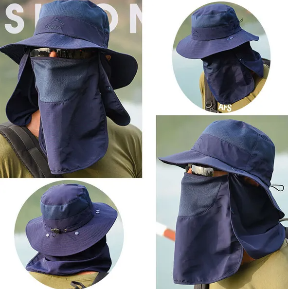 Wide Brim Sun Hat UV Protection Bucket Cap For Hiking Camping Fishing Safari Men - Image 4