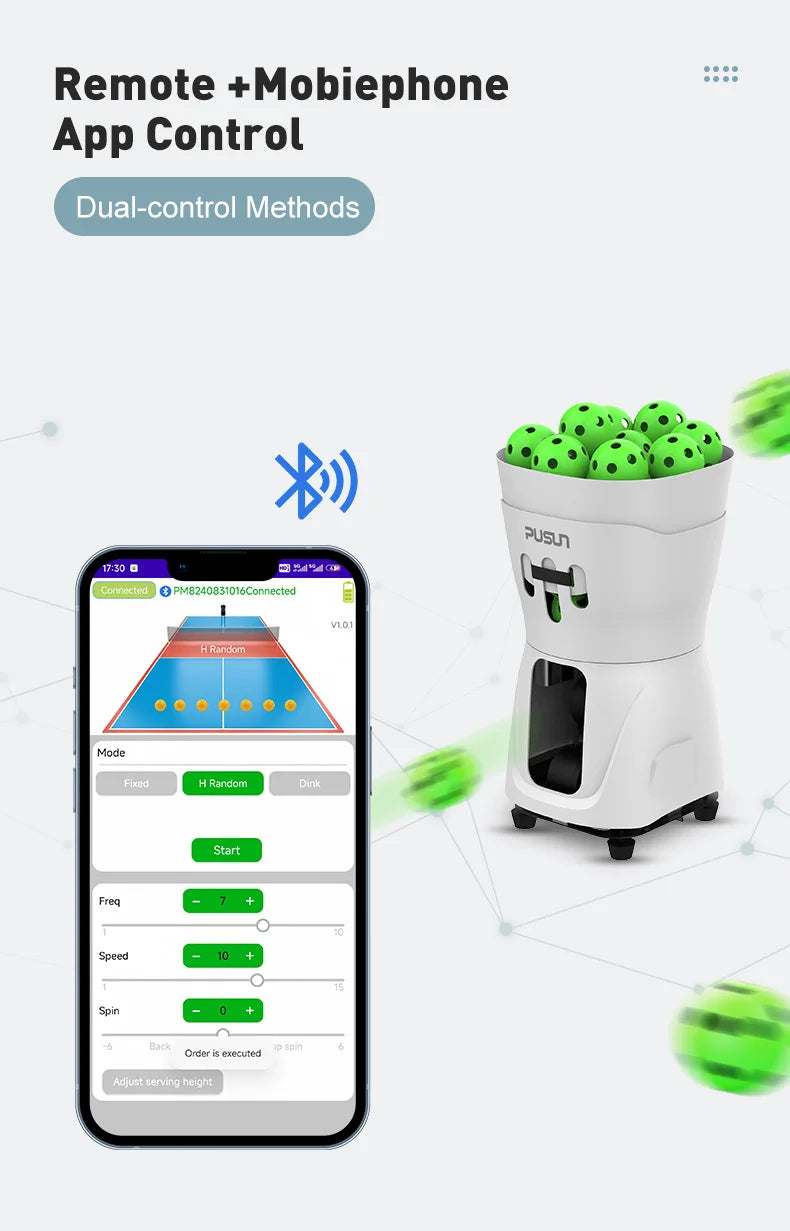 PUSUN PP-Mini Pro Pickleball Machine with App & Remote Control