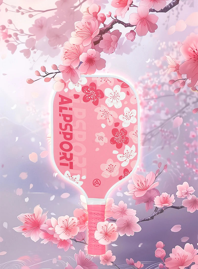Pink Pickleball Paddle for Women, ALPSPORT Sakura Unibody T700 Carbon Fiber Paddle Set with Free Ball