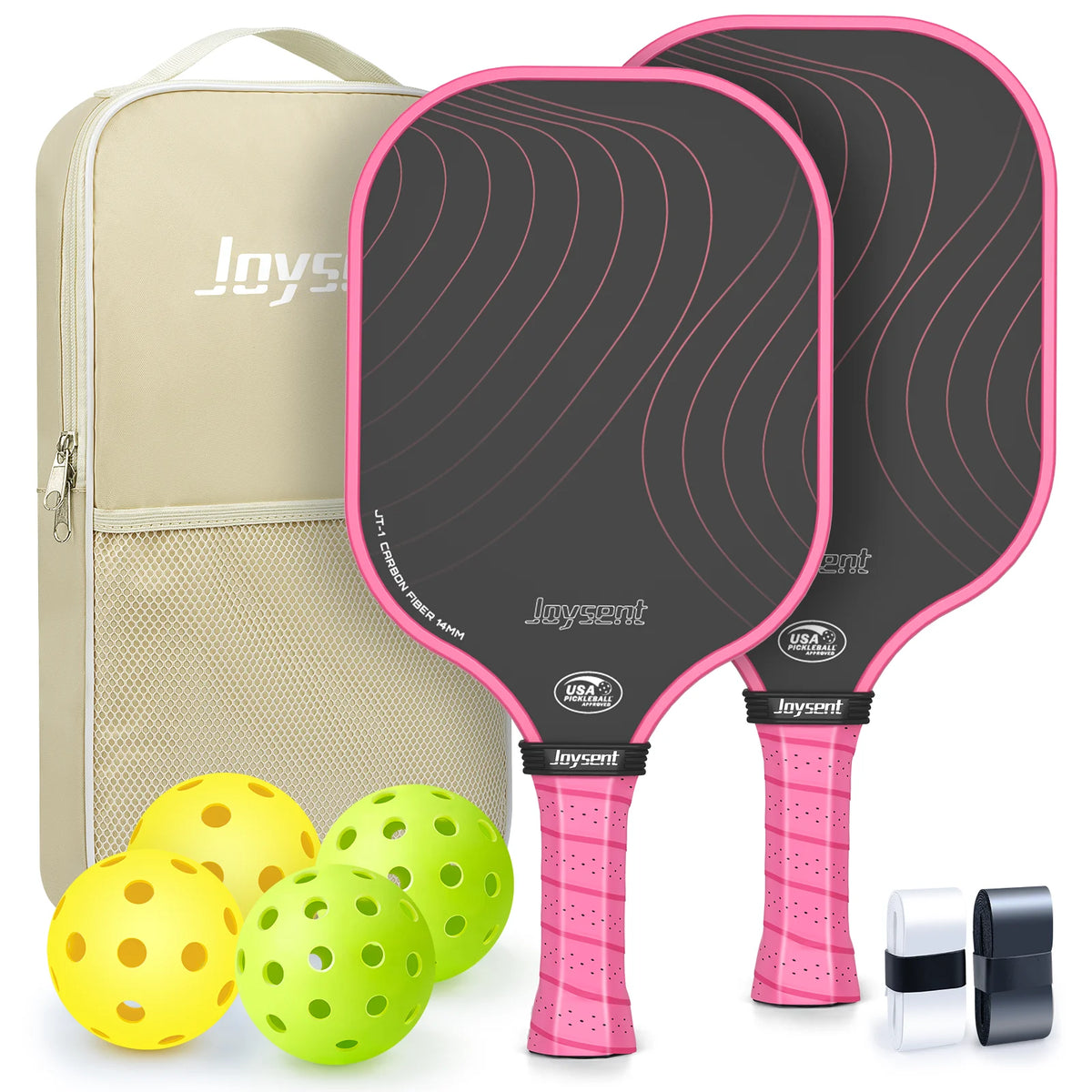 Joysent Pickleball Paddle Set, T300 Carbon Fiber Paddles with PP Honeycomb Core for Beginners