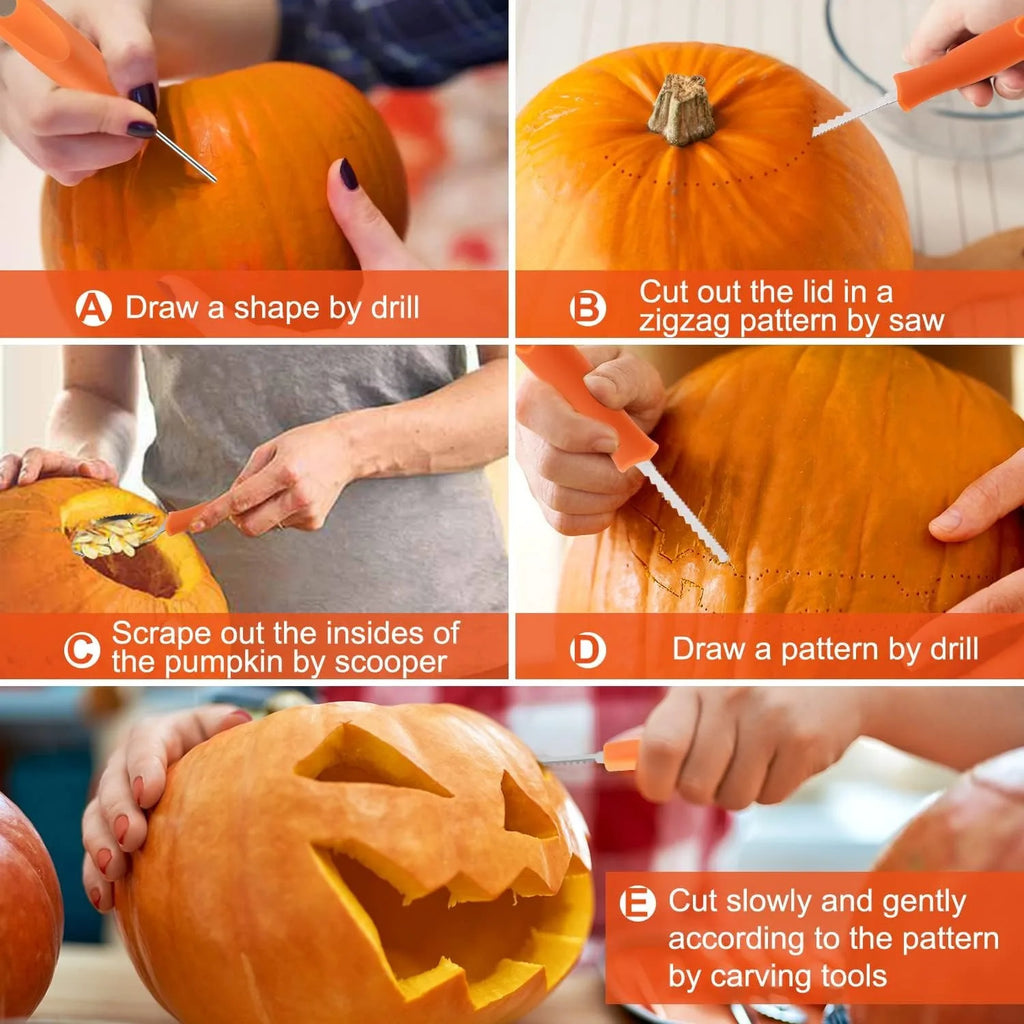 13-Piece Halloween Pumpkin Carving Kit - Stainless Steel Sculpting and Cutting Tools