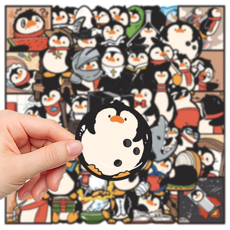 Cute Pingu Stickers 50 Pack - Waterproof DIY Decals for Phone Laptop Skateboard Luggage