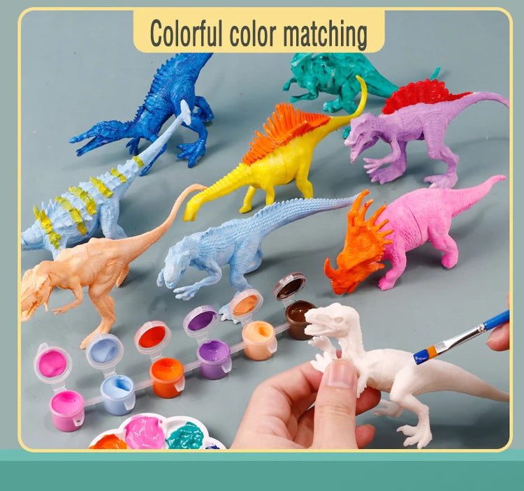 DIY Dinosaur Painting Kit for Kids - Unpainted Blank Model Toys 6 or 8 Pieces Ages 3+