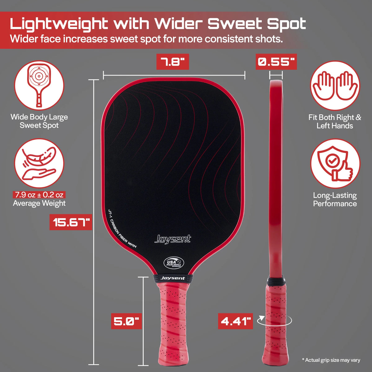 Joysent USAPA Pickleball Paddle Set T300 Carbon Fiber PP Honeycomb 14mm Ultralight Pickleball Racket For Beginner Men Women