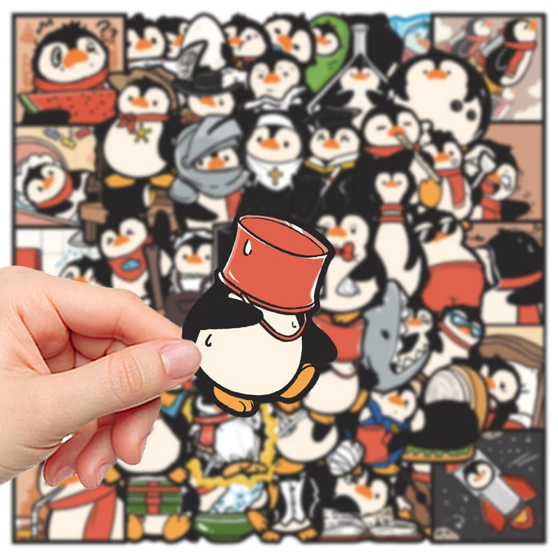 Cute Pingu Stickers 50 Pack - Waterproof DIY Decals for Phone Laptop Skateboard Luggage