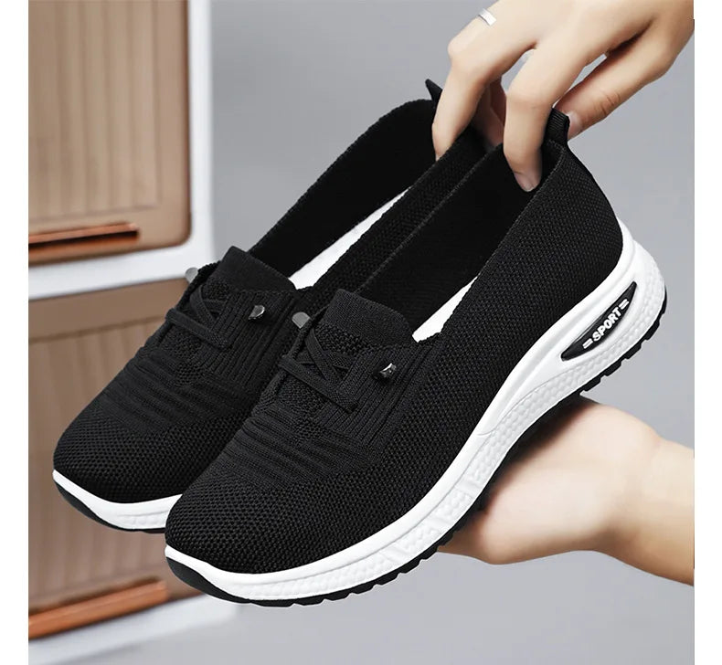 Women's Breathable Casual Sports Shoes - Lightweight Mesh Low-Heel Sneakers for Walking and Everyday Comfort