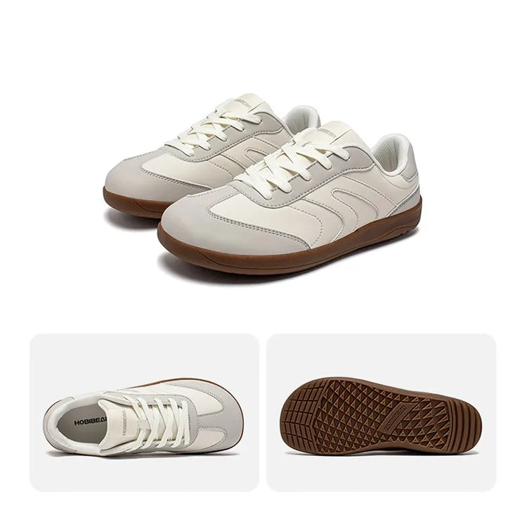 HOBIBEAR Wide Toe Shoes Unisex Artificial Leather Barefoot Sneakers Casual Retro Zero Drop Shoes for Women Men