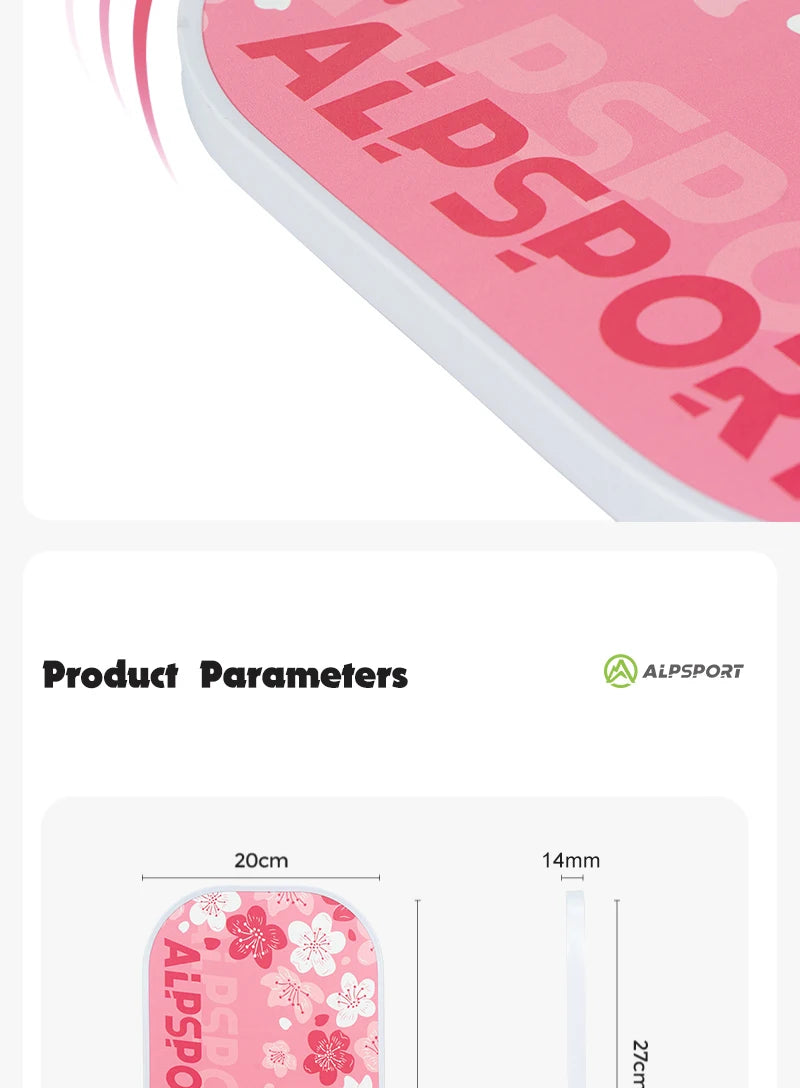 Pink Pickleball Paddle for Women, ALPSPORT Sakura Unibody T700 Carbon Fiber Paddle Set with Free Ball