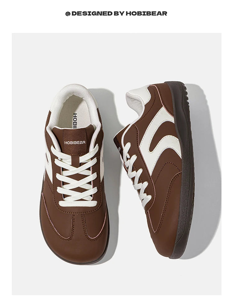 HOBIBEAR Wide Toe Shoes Unisex Artificial Leather Barefoot Sneakers Casual Retro Zero Drop Shoes for Women Men