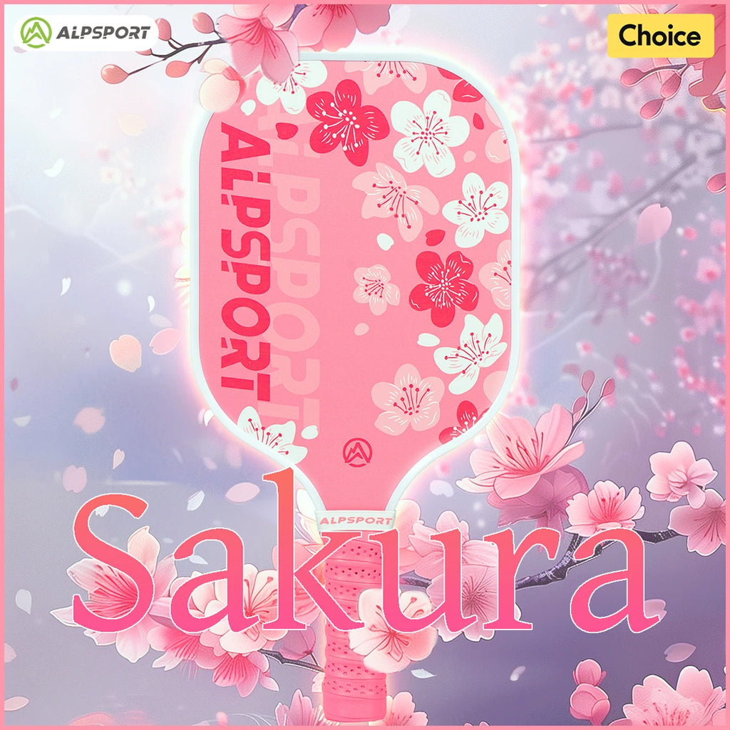 Pink Pickleball Paddle for Women, ALPSPORT Sakura Unibody T700 Carbon Fiber Paddle Set with Free Ball