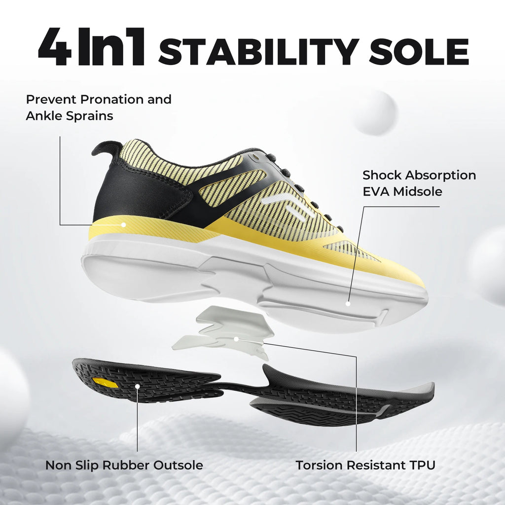 FitVille Wide Pickleball Shoes for Men - Court Tennis Sneakers with Arch Support, Anti-Slip Sole and Wide Toe Box
