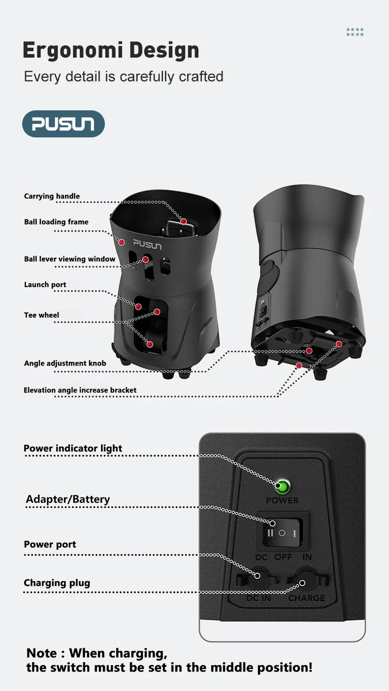PUSUN PP-Mini Pro Pickleball Machine with App & Remote Control