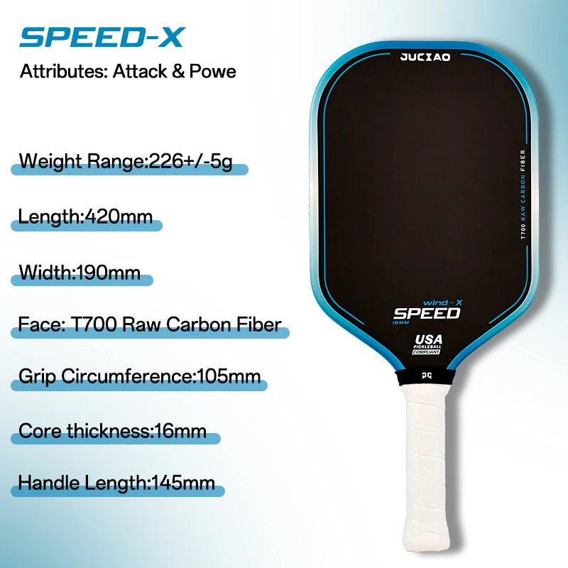 T700 Raw Carbon Pickleball Paddle 16mm Thermoformed