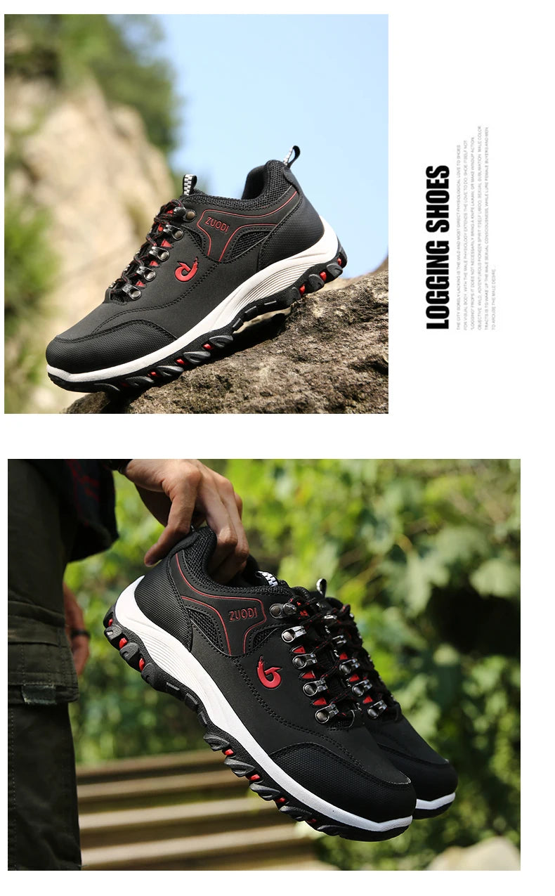 Men's Waterproof Hiking Shoes - EVA Outsole Anti-Slip Leather Boots for Camping and Trail Running, EU 38-49