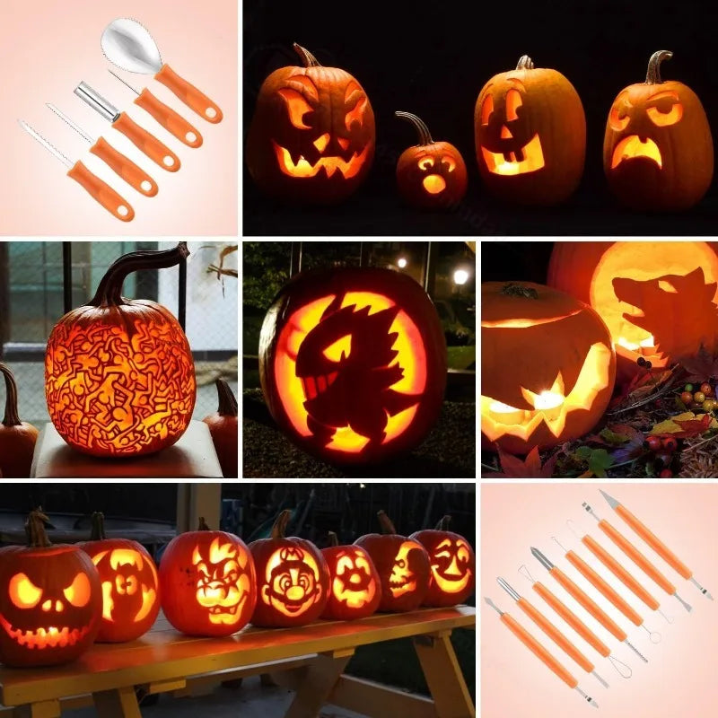 13-Piece Halloween Pumpkin Carving Kit - Stainless Steel Sculpting and Cutting Tools