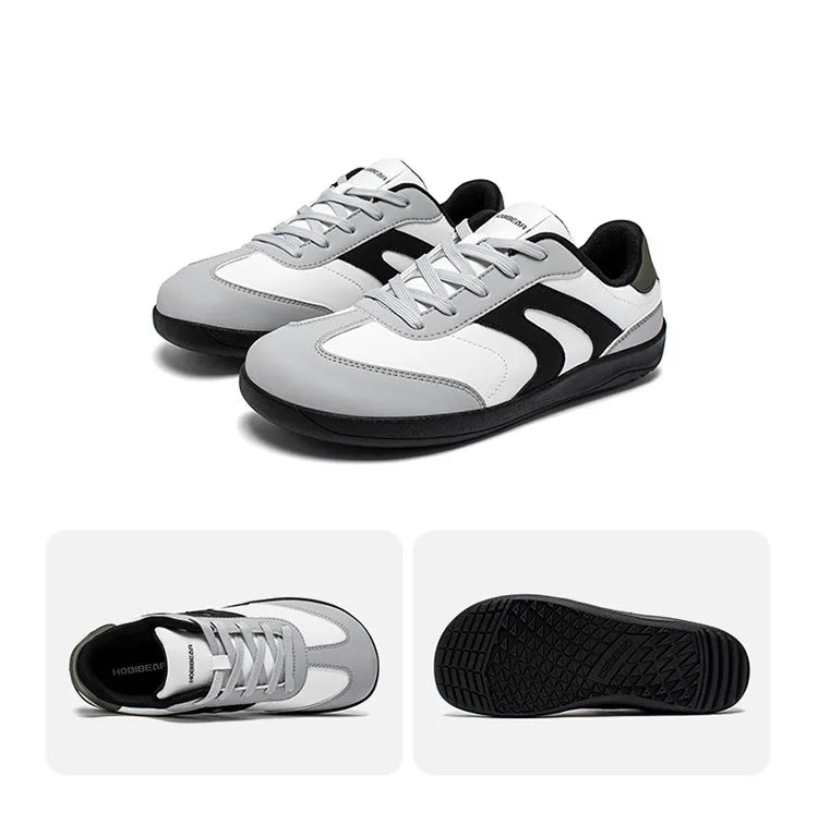 HOBIBEAR Wide Toe Shoes Unisex Artificial Leather Barefoot Sneakers Casual Retro Zero Drop Shoes for Women Men