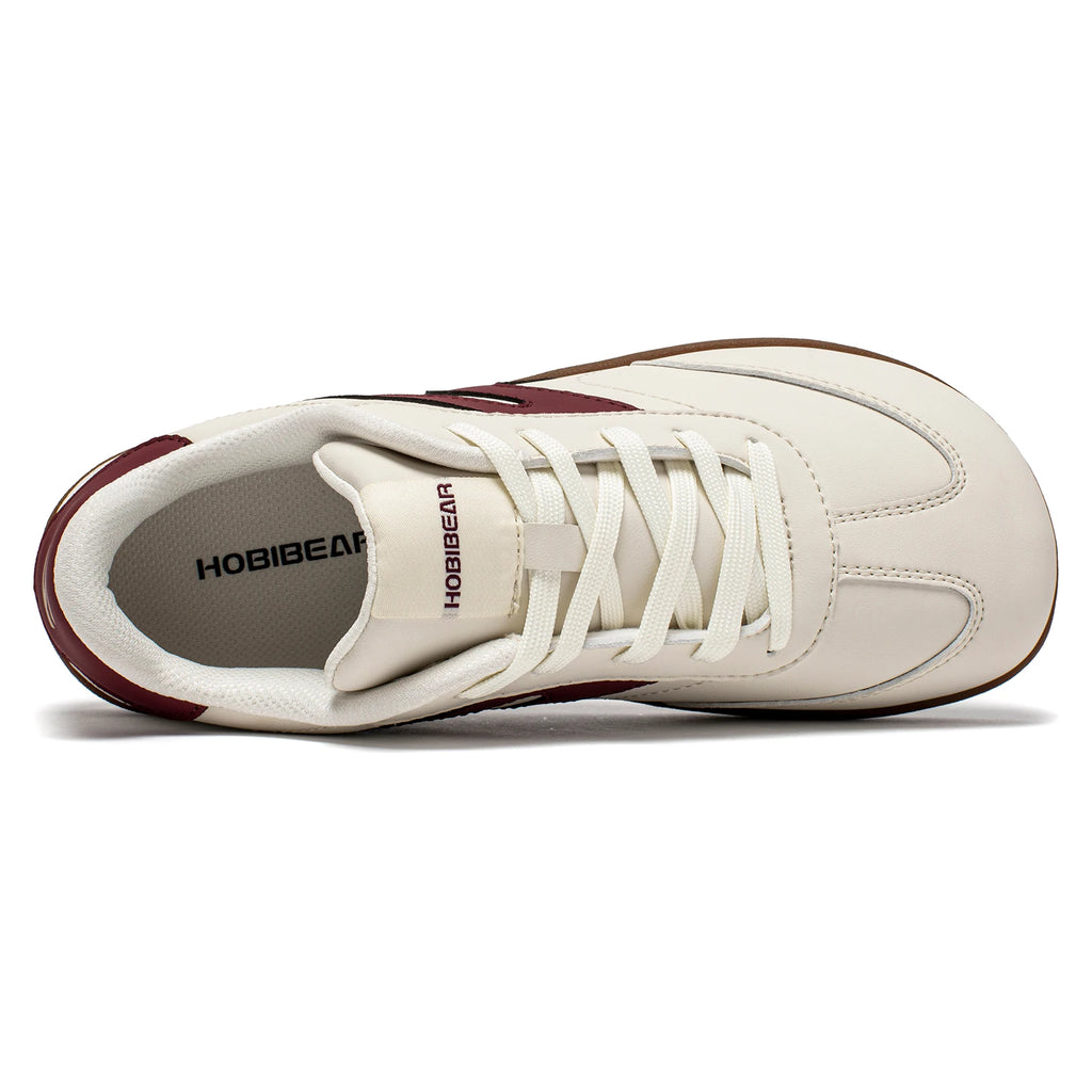 HOBIBEAR Wide Toe Shoes Unisex Artificial Leather Barefoot Sneakers Casual Retro Zero Drop Shoes for Women Men