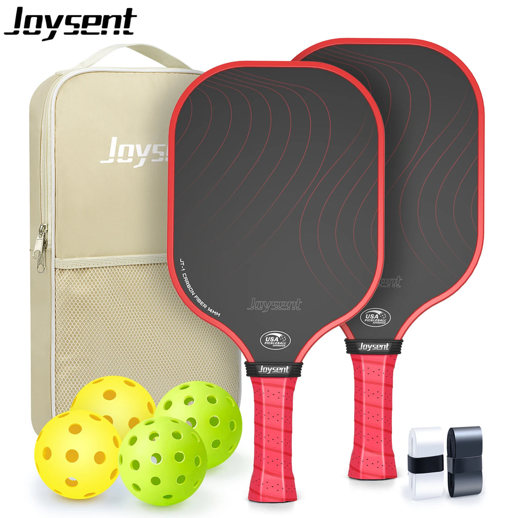 Joysent Pickleball Paddle Set, T300 Carbon Fiber Paddles with PP Honeycomb Core for Beginners
