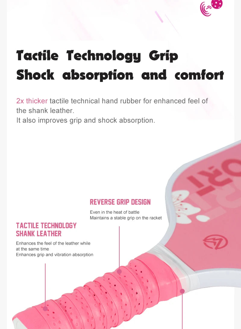 Pink Pickleball Paddle for Women, ALPSPORT Sakura Unibody T700 Carbon Fiber Paddle Set with Free Ball