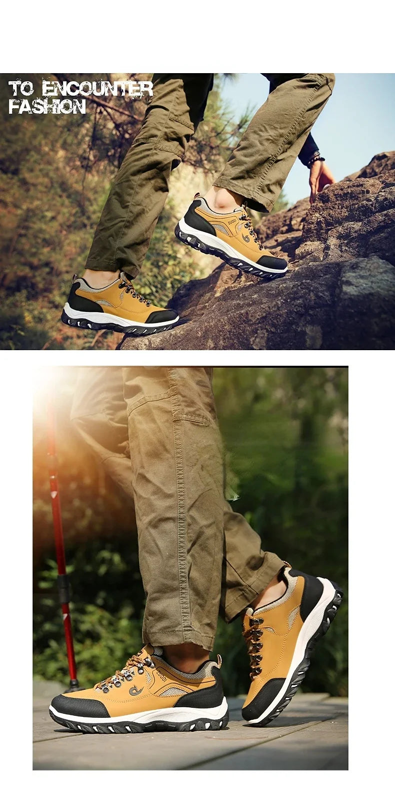 Men's Waterproof Hiking Shoes - EVA Outsole Anti-Slip Leather Boots for Camping and Trail Running, EU 38-49