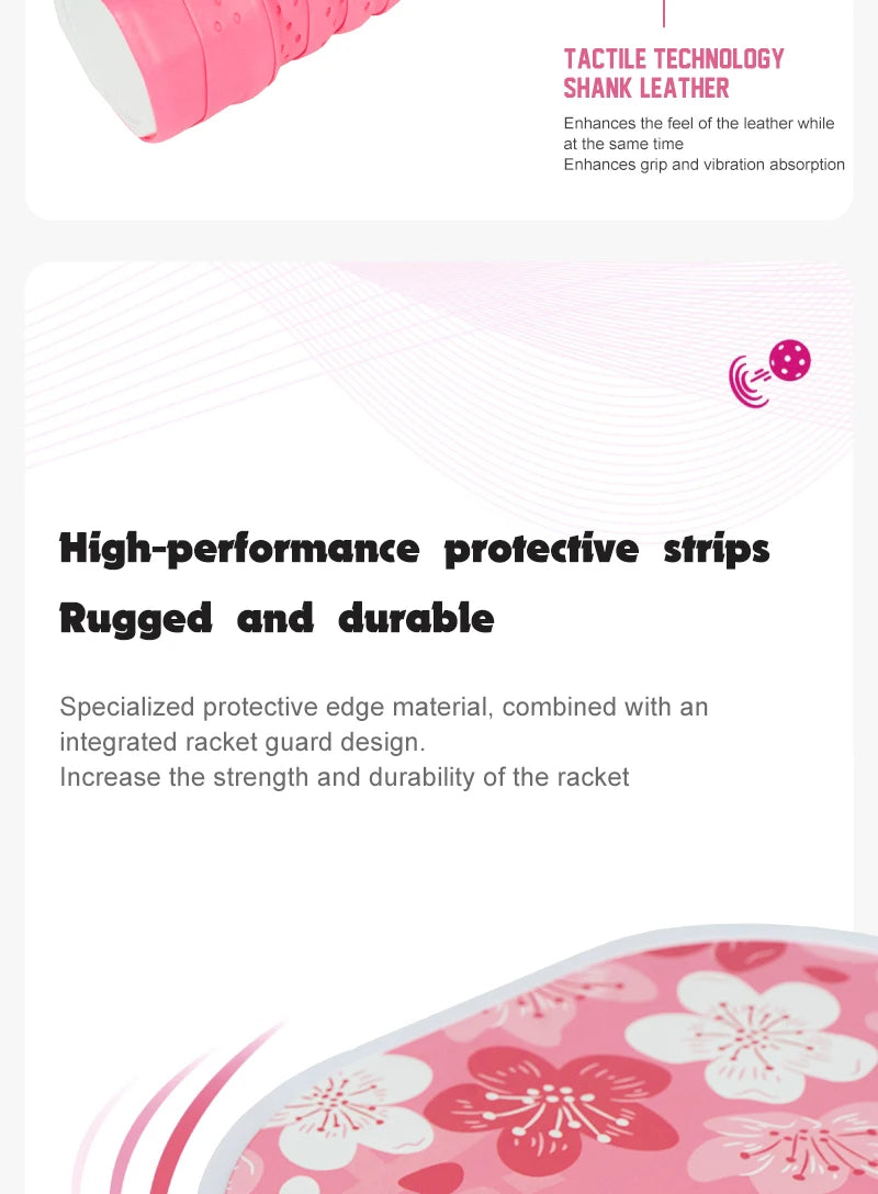 Pink Pickleball Paddle for Women, ALPSPORT Sakura Unibody T700 Carbon Fiber Paddle Set with Free Ball