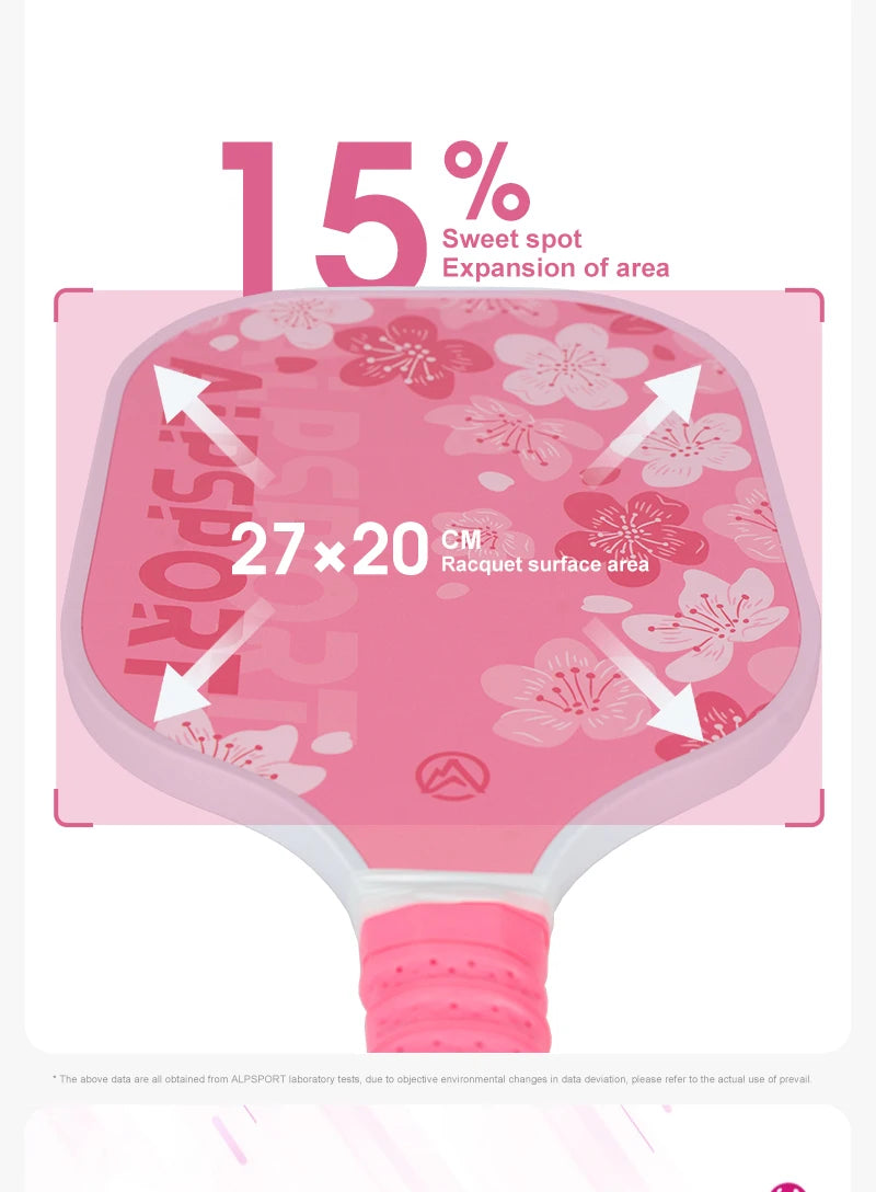 Pink Pickleball Paddle for Women, ALPSPORT Sakura Unibody T700 Carbon Fiber Paddle Set with Free Ball