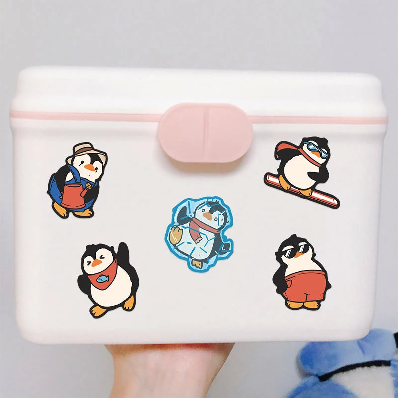 Cute Pingu Stickers 50 Pack - Waterproof DIY Decals for Phone Laptop Skateboard Luggage