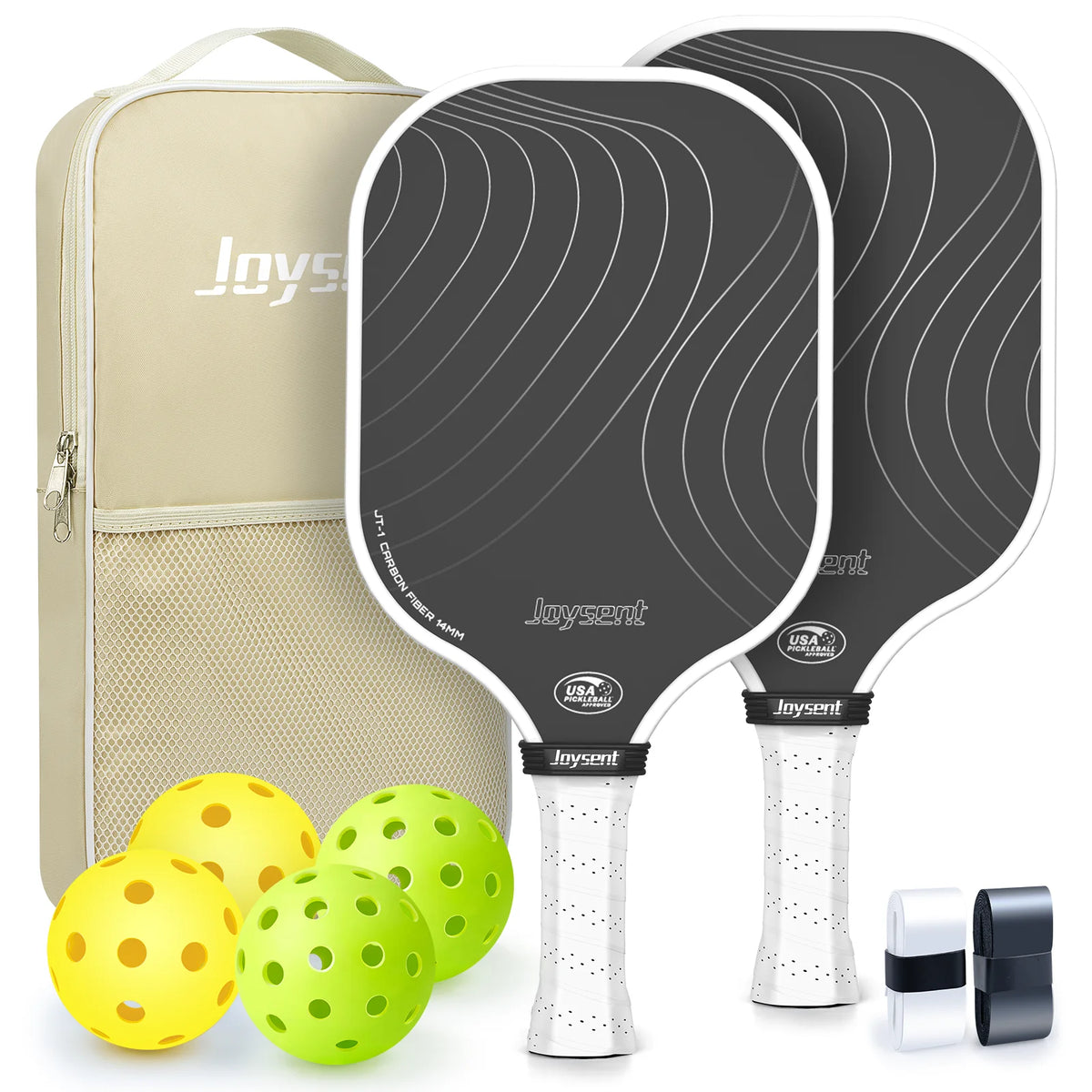Joysent Pickleball Paddle Set, T300 Carbon Fiber Paddles with PP Honeycomb Core for Beginners