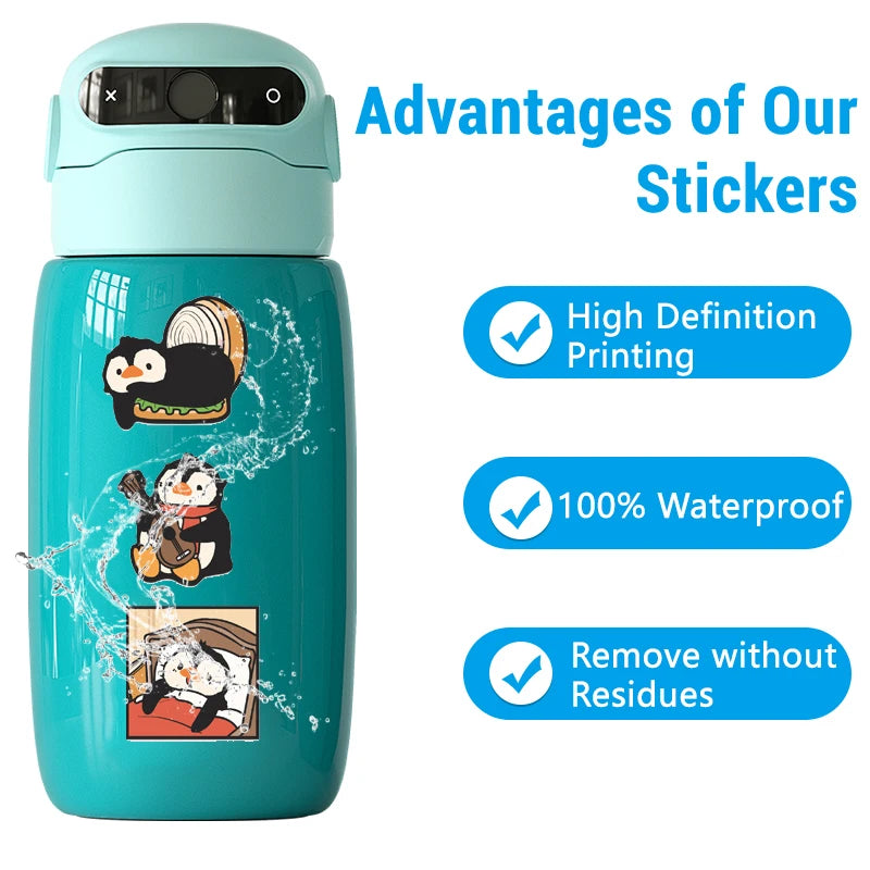 Cute Pingu Stickers 50 Pack - Waterproof DIY Decals for Phone Laptop Skateboard Luggage