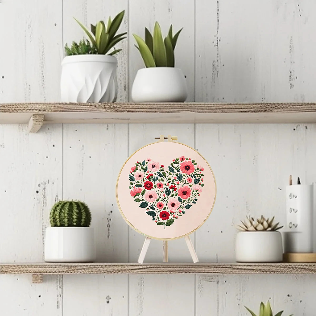 Flowers Embroidery Beginner Kit - DIY Cross Stitch Set for Home Decor and Sewing Craft
