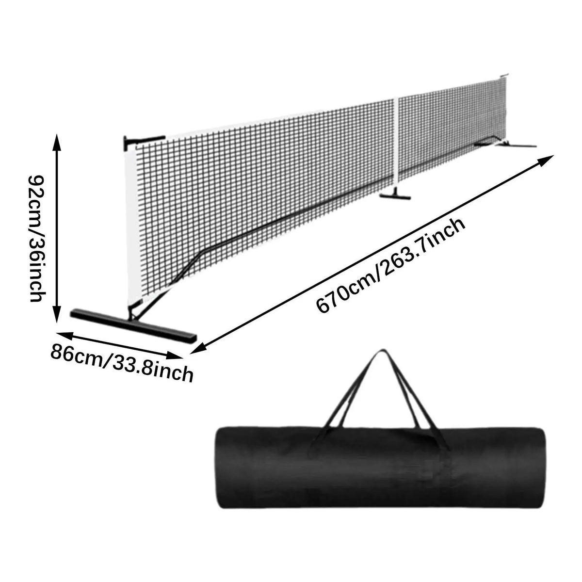 Portable Pickleball Net System, 22 Ft Metal Frame with Carrying Bag