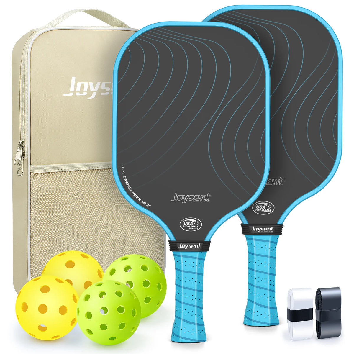 Joysent Pickleball Paddle Set, T300 Carbon Fiber Paddles with PP Honeycomb Core for Beginners