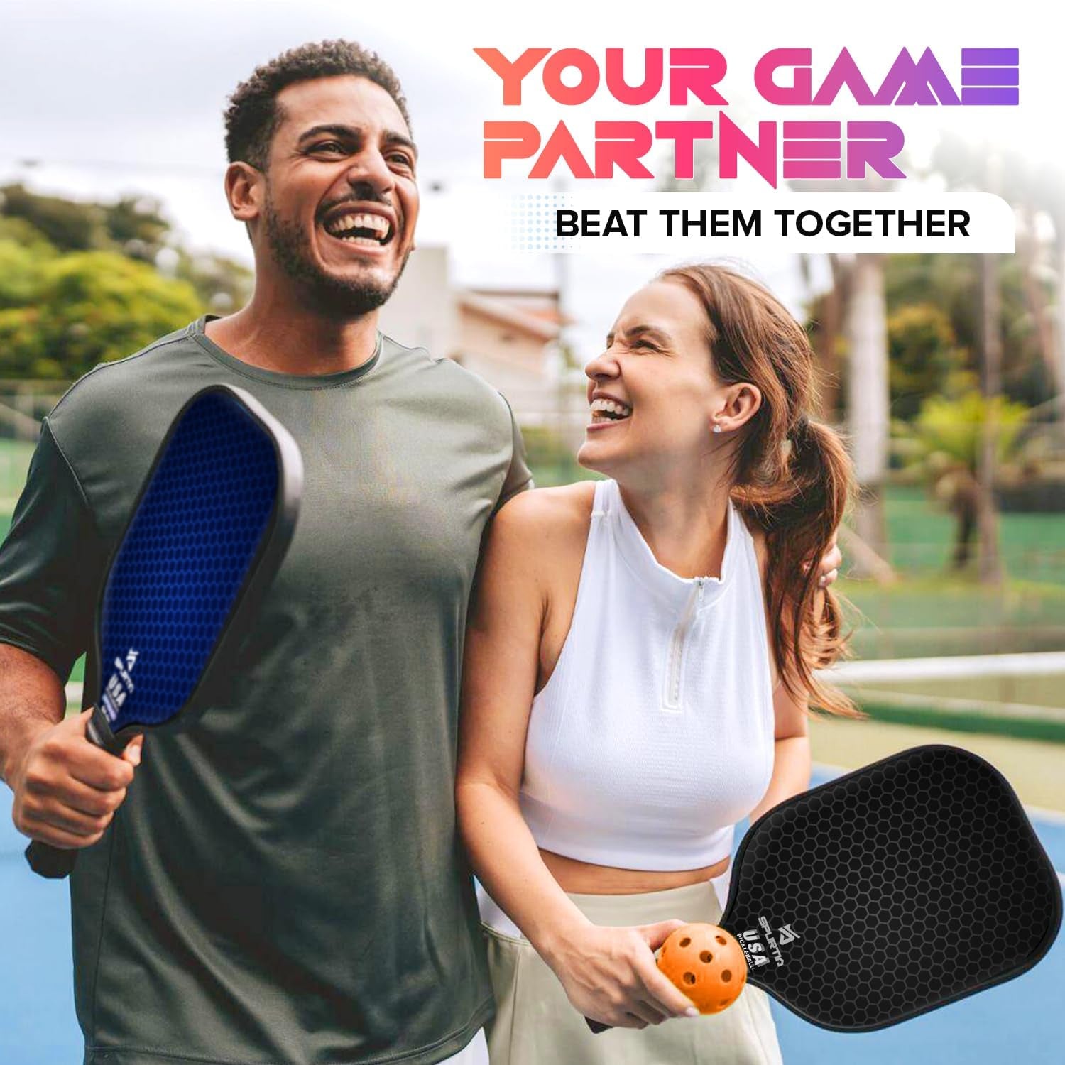 USAPA Approved Pickleball Paddle Set | Fiberglass Surface, with Balls, Grip Tapes & Carry Bag | Quiet, Lightweight Rackets for Men, Women & Beginners
