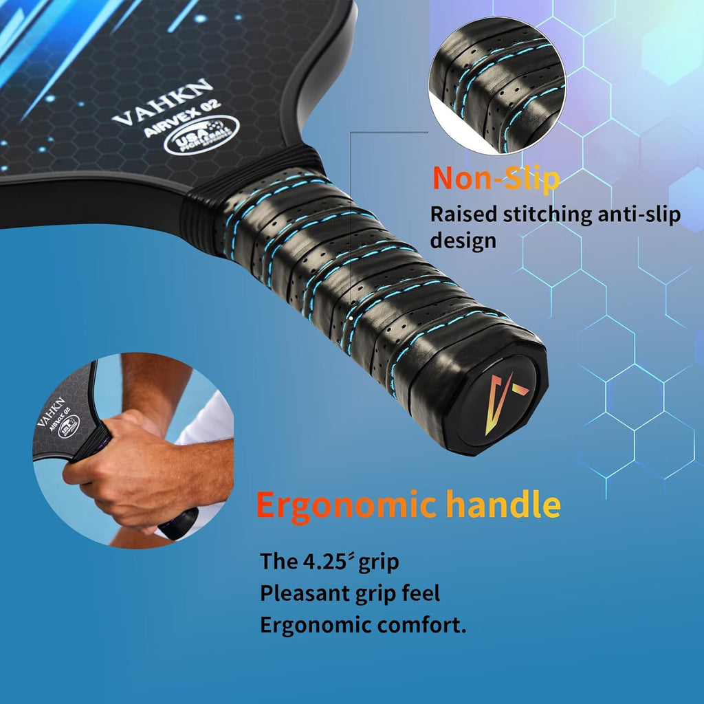 Pickleball Paddles,Pickleball Paddles Set of 2-Carbon Fiber Pickle Ball Paddle 2 Pack for Men and Women-Lightweight,Control & Power Racket Set Equipment with Bag & Balls