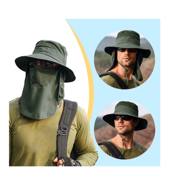 Wide Brim Sun Hat UV Protection Bucket Cap For Hiking Camping Fishing Safari Men - Image 3