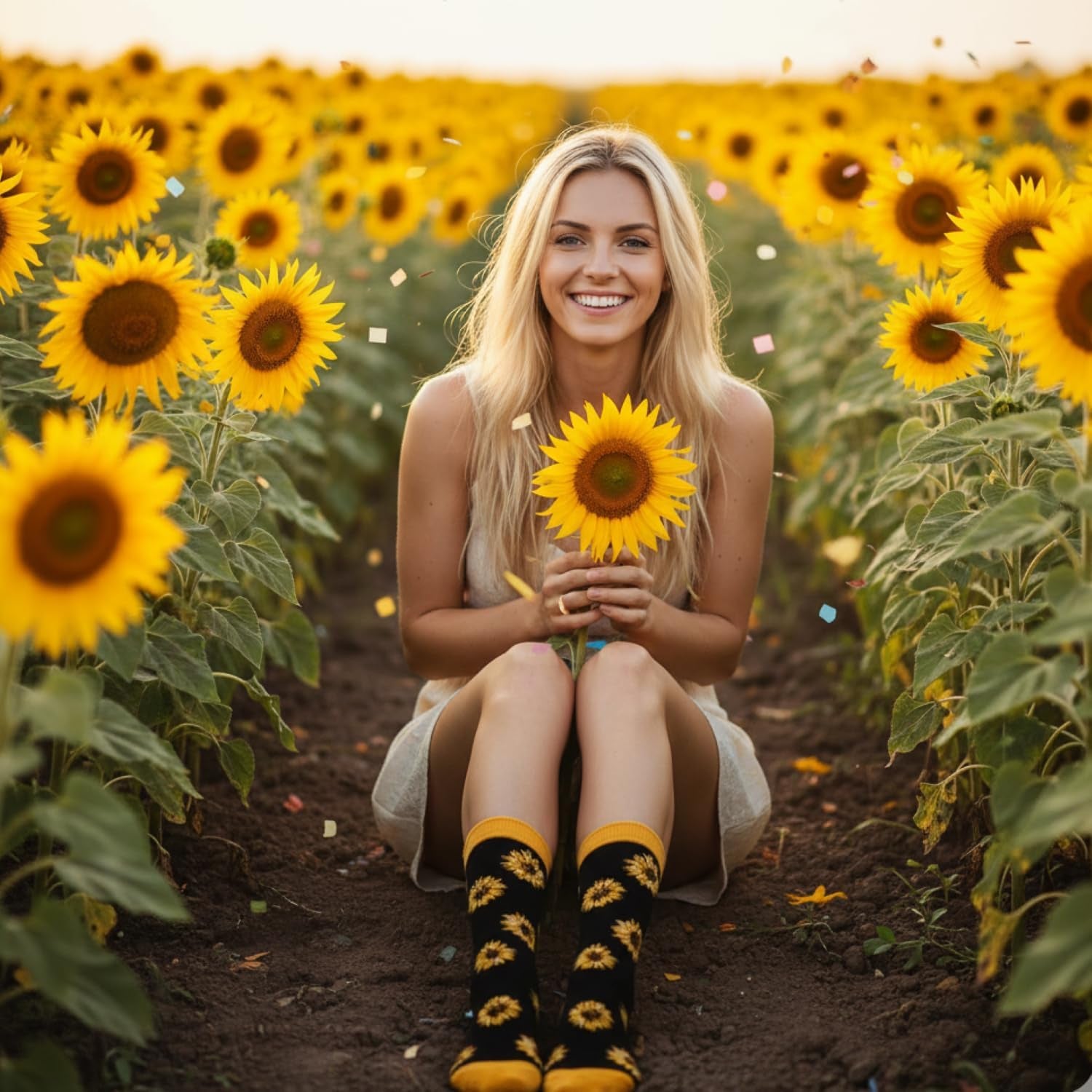 Plant Gifts - Stawberry Banana Pickle Cherry Sunflower Socks for Women
